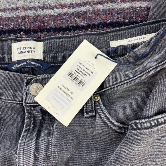 New NWT Citizens Of Humanity Grey Daphne Crop High Rise Free Fall Jeans Women’s - Picture 12 of 15